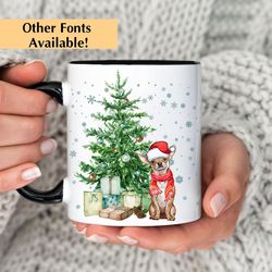 personalized chihuahua coffee mug, custom name dog breed mug, hot chocolate mug for kids, custom dog christmas gift for