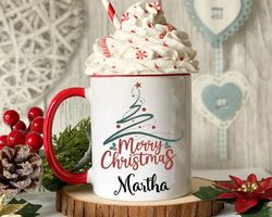 Personalized Christmas Mug, Merry Christmas Mug, Custom Name Gift For Friends, Custom Christmas Gifts For Her, Christmas