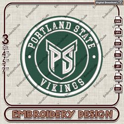 NCAA Logo Embroidery Files, NCAA Portland State Embroidery Designs, Portland State Vikings Machine Embroidery Designs