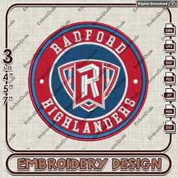 NCAA Logo Embroidery Files, NCAA Radford Highlanders Embroidery Designs, Radford Highlanders Machine Embroidery Designs