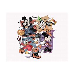 Retro Halloween PNG, Halloween Mouse And Friend Png, Spooky Season Png, Trick Or Treat Png, Halloween Masquerade, Sublim