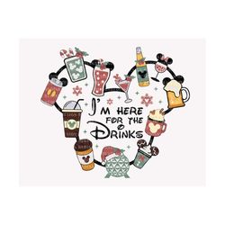 I'm Here For The Drink Png, Christmas Doodle Png, Christmas Drink Png, Mouse Coffee , Retro Christmas Shirt, Holiday Sea