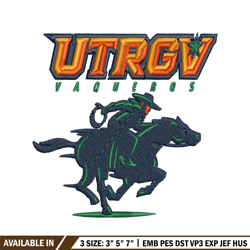 UTRGV Vaqueros embroidery design, UTRGV Vaqueros embroidery, logo Sport, Sport embroidery, NCAA embroidery.