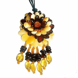 Real Amber Flower Necklace and Brooch Handmade Gemstone Jewelry Baltic Amber Pendant Birthday Christmas Gift for Women