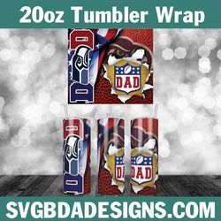 Dad Seattle Seahawks Football Tumbler Wrap, NFL 20oz Tumbler Wrap, Father Football Template Wrap, Seahawks Football