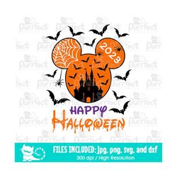 Happy Halloween 2023 SVG, Mouse Family Spooky Vacation Trip T-Shirt Design svg dxf png jpg, Printable Clipart, Instant D