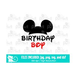 Mouse Ear Hat Birthday Boy SVG, Cute Mouse Shirt Cut File, Digital Cut Files in svg, dxf, png and jpg, Printable Clipart