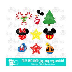 Christmas Decorations SVG, Mouse SVG Bundle, Family Holiday Designs Clipart, svg dxf png jpg, Printable Clipart, Instant