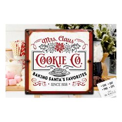 Mrs Claus Cookie Co Svg, Christmas bakery svg, Gingerbread svg, Christmas baking svg, Mrs Claus svg, Farmhouse Christmas