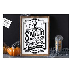 Salem broom svg, Salem svg,  Farmhouse Halloween SVG, Rustic Halloween svg, Farmhouse Halloween sign svg