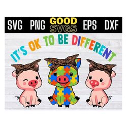 Pigs Its Ok To Be Different Pig Puzzle Autism SVG PNG Dxf Eps Cricut File Silhouette Art