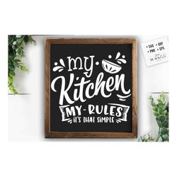 My kitchen my rules SVG, Kitchen svg, Funny kitchen svg, Cooking Funny Svg, Pot Holder Svg, Kitchen Sign Svg