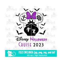 Mouse Halloween Cruise 2023 Purple Girl SVG, Family Trip Shirt Design, Digital Cut Files svg dxf png jpg, Printable Clip