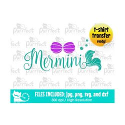 Mermini Mermaid Tail SVG, Digital Cut Files in svg, dxf, png and jpg, Printable Clipart
