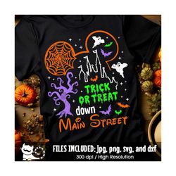 Trick or Treat svg, Main Street svg, Halloween Mouse Shirt svg, Spooky Halloween svg, Cut Files svg dxf jpeg png, Digita