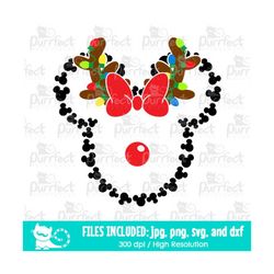 Reindeer Girl SVG, Christmas Family Shirt svg, Mouse Head Kids Tee, Digital Cut Files svg dxf png jpg, Printable Clipart