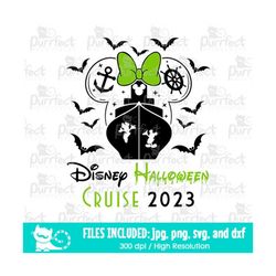 Mouse Halloween Cruise 2023 Green Girl SVG, Family Trip Shirt Design, Digital Cut Files svg dxf png jpg, Printable Clipa