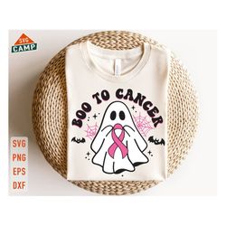 Boo To Cancer Ghost Svg, Breast Cancer Awareness Svg, Pink Ribbon Svg, Halloween Breast Cancer Svg, Breast Cancer Hallow