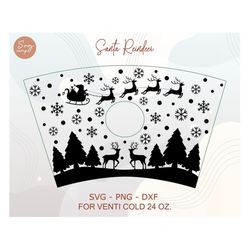 christmas santa reindeer cold cup svg, christmas cup svg, christmas wrap svg, christmas pattern decal full wrap venti co