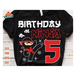 Ninja boys 5th Birthday Svg, Fifth Birthday Svg, Ninja Birthday Party, Ninja Svg, Birthday Boy Svg, Ninja Shirt Svg