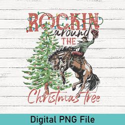 Rockin' Around The Christmas Tree PNG, Retro Christmas Western PNG, Cowboy Christmas PNG, Merry Christmas Retro PNG