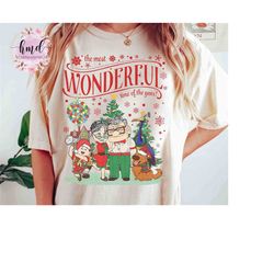 pixar up it's the most wonderful time of the years house balloon christmas tree t-shirt, carl ellie dug kevin russell ve