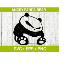 angry fat panda bear svg, animal svg, panda bear svg, cartoon bear svg, wild bear svg, black and white bear svg, panda b