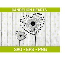 Dandelion Hearts SVG, Wild Flower SVG, Heart Flower SVG, Love Flower Svg, Valentines Flower Svg, Nature Svg, Heart Flowe