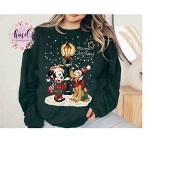 Cute Santa Minnie And Pluto Christmas Lights Retro Sweater, Disney Mickey's Very Merry Xmas Party Tee, Disneyland Holida