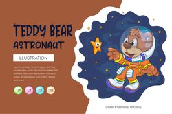 Cartoon Teddy Bear Astronaut. T-Shirt, PNG, SVG.