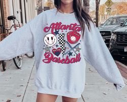 Retro Groovy Atlanta Shirt, Vintage Atlanta Brave Crewneck Sweatshirt TShirt, Atlanta Baseball Sweatshirt, Braves Shirt