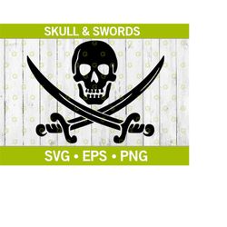 pirate skull with crossed swords svg, jolly roger head, blackbeard head, captain skull, buccaneer cut file, treasure hun