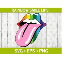 Pride Rainbow Lips With Tongue Svg, LGBTQ Lips, Rainbow Mouth, Gay Pride Lips, Proud Lips Svg, Happy Lips, Unity Tongue