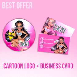 Cartoon logo and custom business card for your business