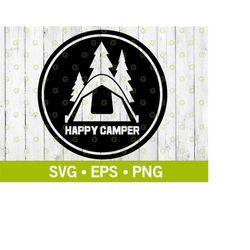 happy camper with tent decal svg, camping decal svg, outdoors decal svg, car decal svg, truck decal svg, suv decal svg