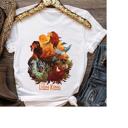 Disney Lion King Characters Main Cast Poster Graphic Shirt, Maigc Kingdom Holiday Unisex T-shirt Family Birthday Gift Ad