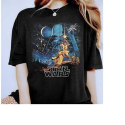 Retro 90s Star Wars A New Hope Classic Vintage Poster Comfort Colors Shirt, Unisex T-shirt Family Birthday Gift Adult Ki