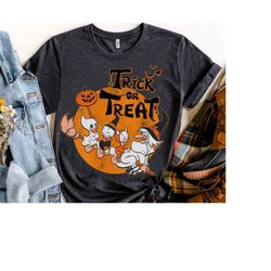 Trick Or Treat Huey Dewey Louie Witch Hazel T-Shirt, Disney Duck Tales Halloween Pumpkin Tee, Disneyland Family Fall Vac