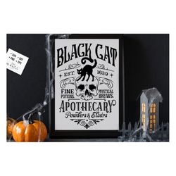 Black cat potions svg, Farmhouse Halloween SVG, Rustic Halloween svg, Farmhouse Halloween sign svg