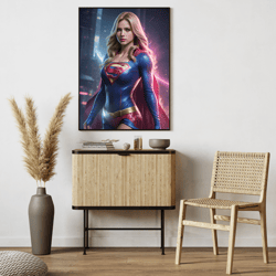 The Mighty Supergirl: DC Superhero Realistic Wall Decor, , Digital Art, Posters, Living Room Art, Kids Room Art - DIGITA