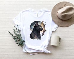 Black Cat Head With Moon T-Shirt Png,Cat T-Shirt Png,Funny T-Shirt Pngs , Cool T-Shirt Pngs ,Graphic Tee , Crazy Cat Lad