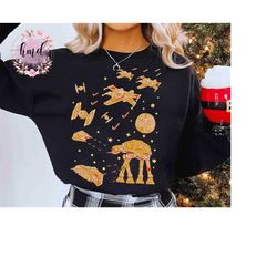 Millennium Falcon Ship AT-AT  X-Wing Gingerbread Battle Christmas Shirt, Funny Star Wars Xmas T-shirt, Disneyland Vacati