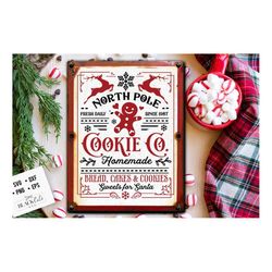 North Pole Cookie Co svg, Christmas bakery svg, Gingerbread svg, Christmas baking svg, Mrs Claus svg, Farmhouse Christma