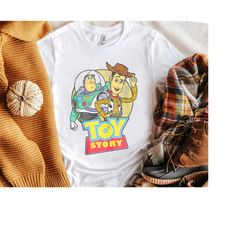 Disney Pixar Toy Story Buzz Woody Distressed Retro 90s Shirt, Disneyland vacation, Unisex T-shirt Family Birthday Gift A