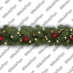 JPG Christmas decorations/ Digital Pine tree garland/ Digital Paper/ Christmas scrapbook paper/ commercial use clipart