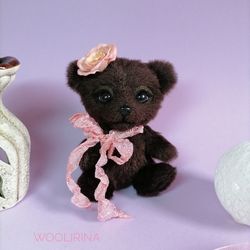 stuffed teddy bear cub, teddybear miniature, handmade toy plush, 3d realistic bear plushie, unique collectible toys