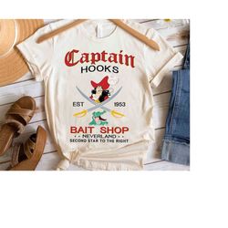 Disney Peter Pan Villains Captain Hook Bait Shop Retro Shirt, Magic Kingdom Trip, Unisex T-shirt Family Birthday Gift Ad