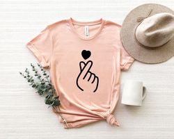 Finger Heart Shirt Png,Korean Finger Heart Shirt Png,Korean Love Gift,K Pop Shirt Png,Valentine Day Gift Shirt Png,Saran