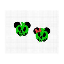 Halloween, Poison Apple, Mickey Minnie Head, Svg and Png Formats, Cut, Cricut, Silhouette, Instant Download