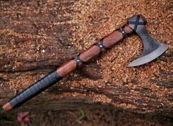 ragnar handmade axe, custom smith forged, carbon steel hatchet axe, handmade axes, viking bearded axe, battle axe